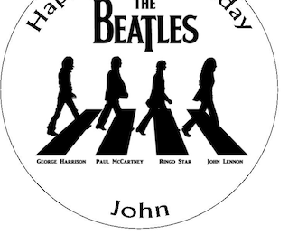 The Beatles | Abbey Road Personalised Message Edible Cake Topper 7.5" Round