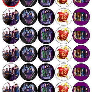 30 Disney Descendants cupcake Birthday Cupcake toppers | Fairy Cake 3.8cm