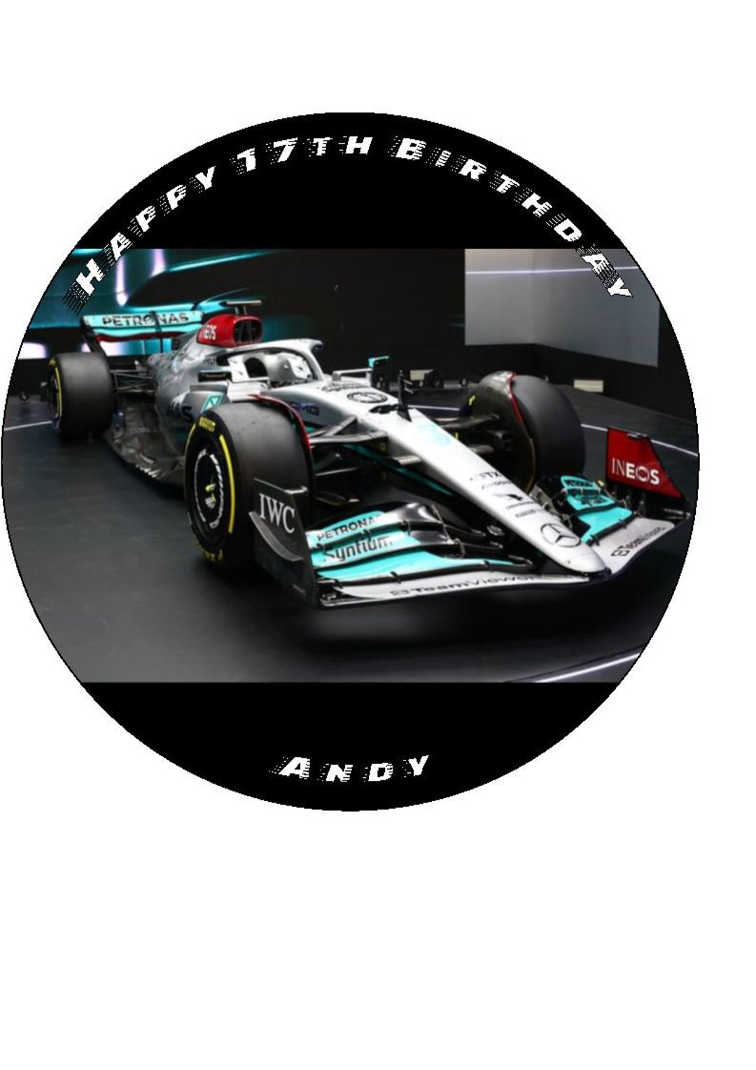 Mercedes F1 Lewis Hamilton Personalised Message Edible Cake Topper 7.5 Round - Etsy