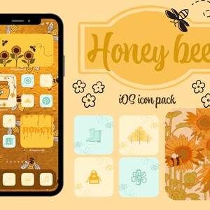 Honey Bee iOS Icon Pack | 408 App Icons | 204 Original Icons in 2 colors