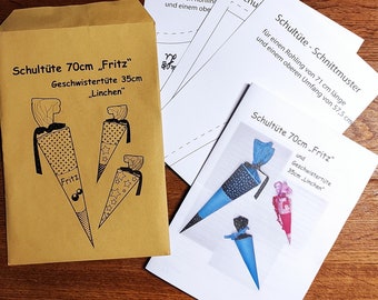 Sewing instructions for school cone "Fritz" 70 cm and sibling cone "Linchen" 35 cm paper pattern
