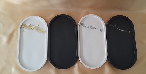 OVAL Tray-DishSchale-Beton-Keramik-Teller Aufbewahrung Kerze-Schmuck-Gips- Deko-Tablett -Homedecor-Untersetzer-Jesmonit-Scandi-Minimal- Gold