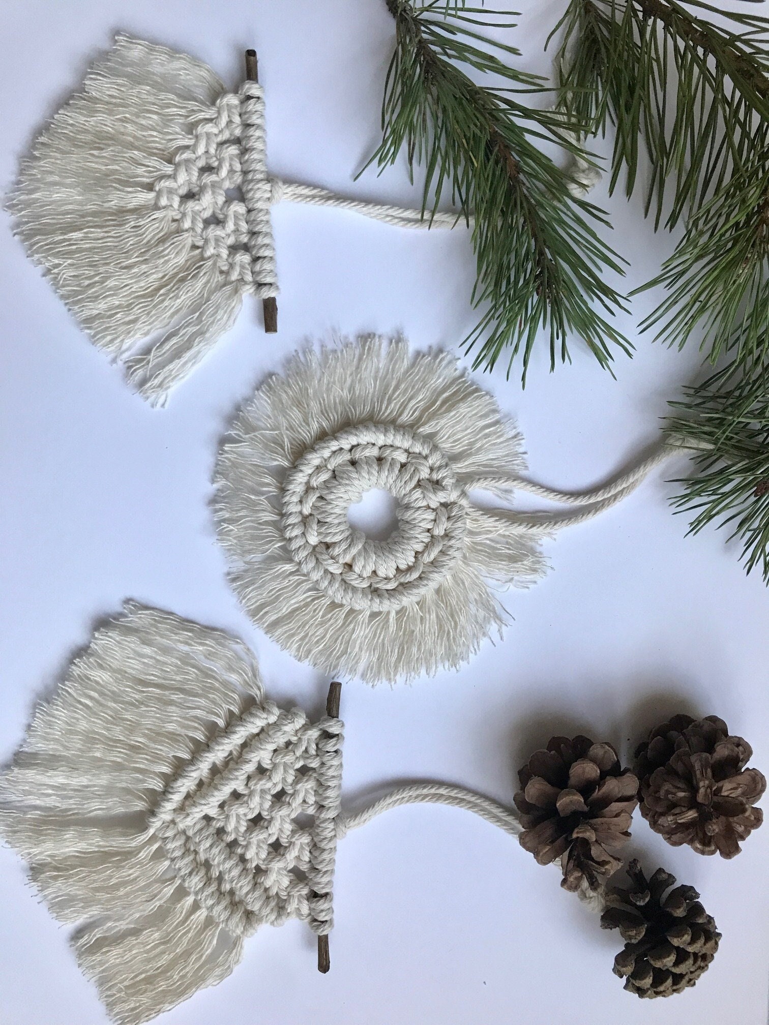 3 Décorations de Noël en Macramé