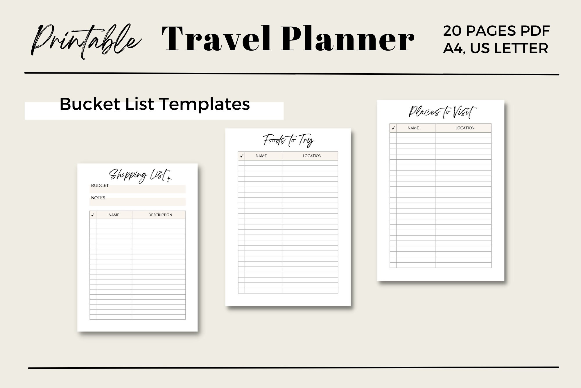 Travel Planner Template Printable Digital PDF Travel - Etsy