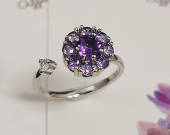 Fidget Amethyst Anxiety Ring, Worry Ring, Meditation Ring, Anxiety Ring, Exams Fidget Ring, Help Stress Skin Picking Adhd Dermatillomania