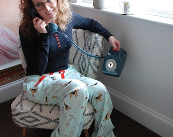 Handmade Tencel Women's Pajama Pants, Dog Print Loungewear - Dog Lover Gift, Airedale Terriers