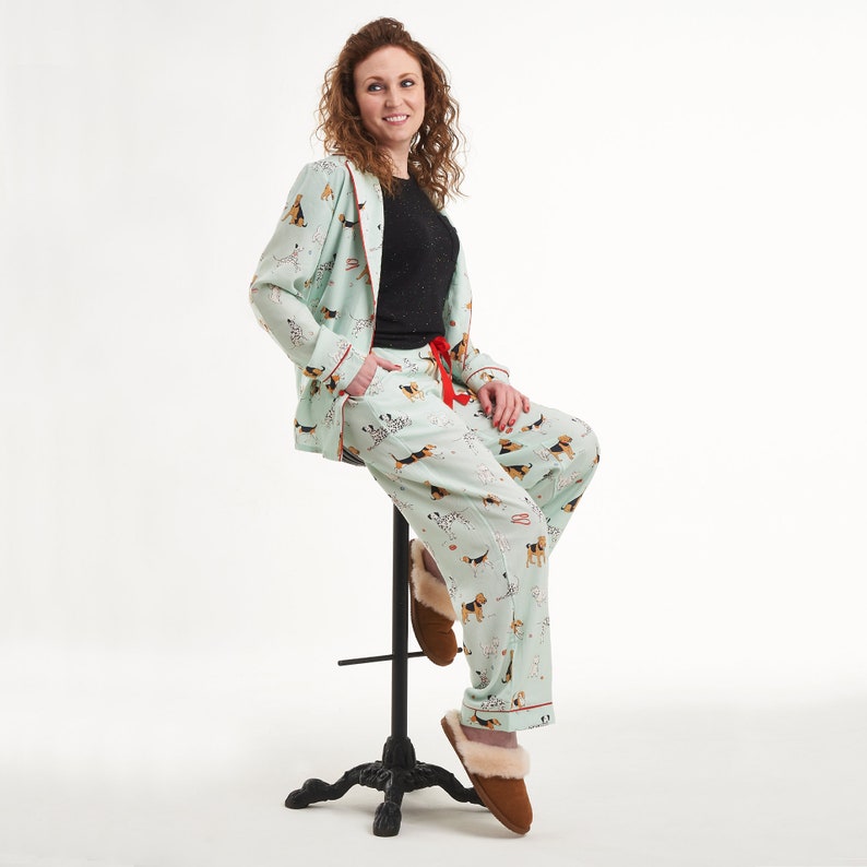Poppy Dog Print Pyjama Set, Ladies Dog PJs, UK Handmade - Dog Lover Gift, Airedale Terrier imagem 8