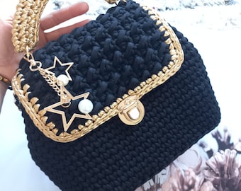 Handmade Crochet Crossbody Bag: Luxury Knit Cotton Purse