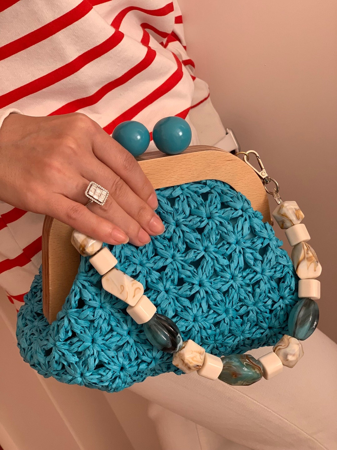 Raffia Bag Crochet Clutch Straw Clutch Luxury Baghand Etsy