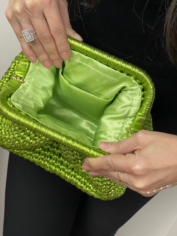 Crochet Clutch Bag,metallic Yarn Dumpling Pouch Bag,mini