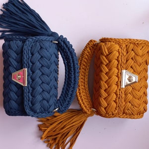 Bolsa de ganchillo, bolso de hombro de punto de lujo, bolso de cadena de oro, bolso Capri, bolso cruzado tejido a mano, bolso de hilo de algodón, bolso para mujeres, regalos de amigos