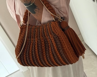 Crochet Bag,Personalized Bag,Handmade Bag,Luxury Cotton Yarn Bag for Women, Crossbody Bag,Unique Bag,Friends Gift