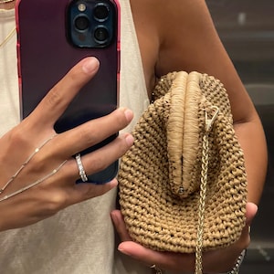 Handmade Raffia Crochet Bag: Mini Straw Clutch