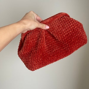 Crochet Pouch Bag, Velvet Clutch Handbags,Pouch Clutch,Hand Woven Purse,Luxury Knit Bag,Unique Crochet Purse,Handmade Purse,Special Day Gift
