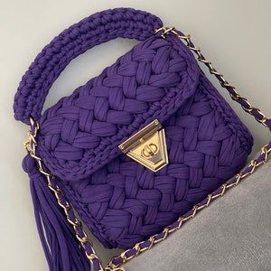Bolso de crochet, bolso de hombro de punto de lujo, bolso de mano con cadena dorada, bolso capri, bolso cruzado tejido a mano, bolso de hilo de algodón, bolso para mujer, regalos para amigas