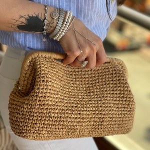 Crochet Bag,Raffia Bag,Straw Clutch Bag, Luxury Raffia Clutch,Fashion Handmade Bag For Women, Knitted Bag Gift For Her