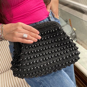 Embrague de ganchillo,monedero ganchillo,embrague Macroma,embrague con cuentas,bolso único hecho a mano,mini bolso de embrague para mujeres