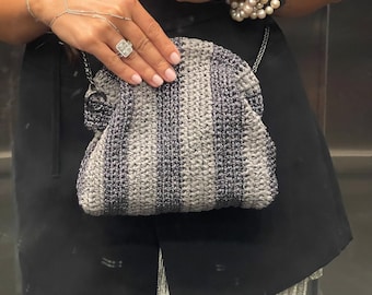 Handmade Crochet Raffia Clutch Bag: Fashion Knitted Bag