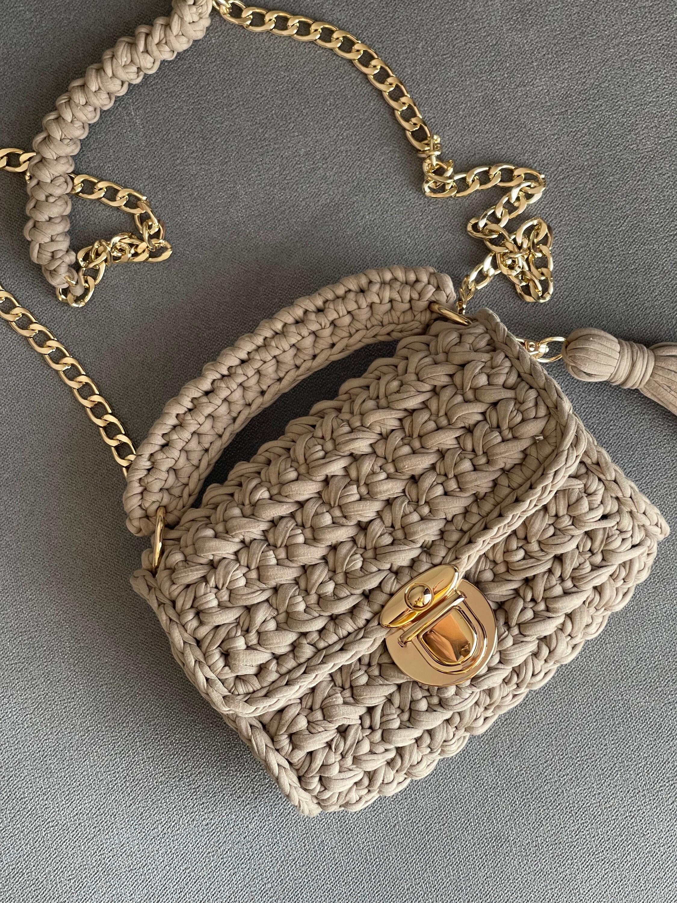 Crochet Bags, Capri Luxury Bag,gold Chain Shoulder Bag