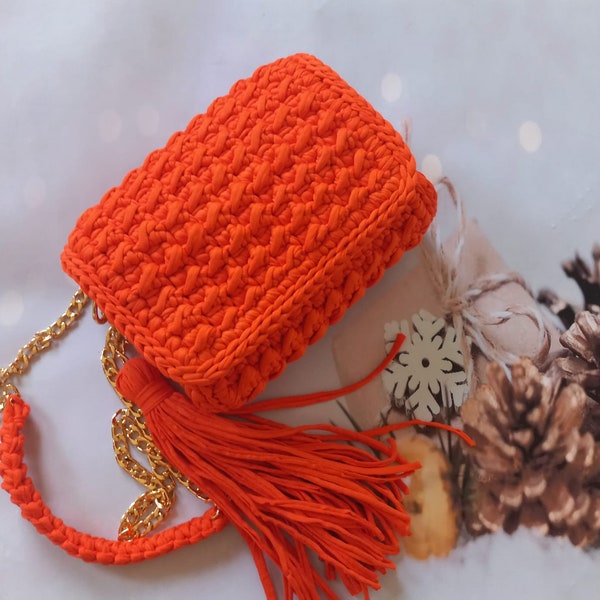 Crochet Bag, Crossbody Knit Bag, Luxury Shoulder Bag, Unique Luxury Bags, Cotton Yarn Purse Bag for Women, Gifts for Her