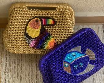 Crochet Clutch Bag,Shiny Gold Bag,Metallic Yarn Bag,Mini Clutch Bag, Gabigoldbagspl, Handmade Bag,Evening Luxury Bag for Women,Friend Gifts
