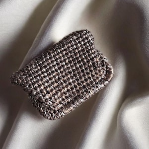 Gehäkelte Clutch, Leopardentasche, Metallic-Garntasche, exklusive Tasche, Minitasche, handgemachte Schultertasche, Abendtasche für Frauen