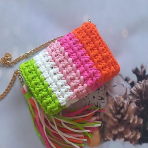 Crochet  Bag, Luxury Bag,Shoulder Bag,Knit Box Bag, Gold Chain Bag, Hand Woven Bag,Unique Handmade Bag for Women, Gifts for Her