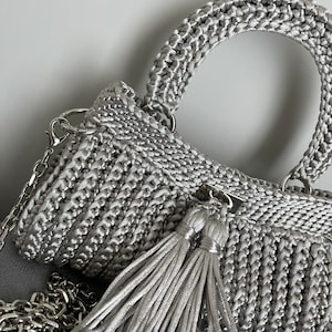 Häkeltasche, Minitasche, handgemachte Handtasche, Satintasche, gestrickte Umhängetasche, einzigartige Tasche, Abendtasche,Häkeltasche