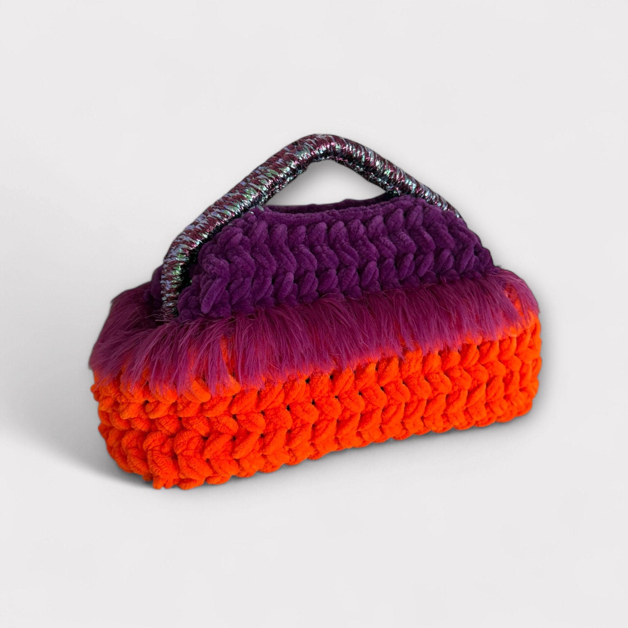 Handmade Velvet Crochet Clutch: Luxury Knit Pouch Bag UK