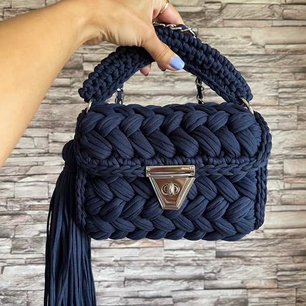 Crochet Bag, Luxury Hand Woven Crossbody Bag,Knit Shoulder Capri Luxury Bags,Woven Crossbody Purse,Handmade Bag for Women, Friend Gifts