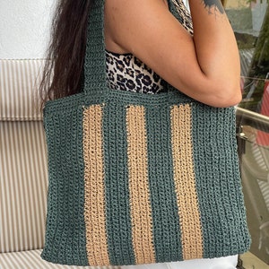 Borsa all'uncinetto, Borsa fatta a mano, Borsa in corda di carta, Borsa di grandi dimensioni,Borsa a tracolla tessuta,Borsa dal design unico