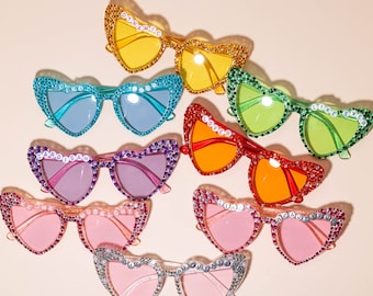 Customized sunglasses, lyrics glasses, sister glasses,bachelorette party glasses, birthday party glasses,heart shaped sunglasses