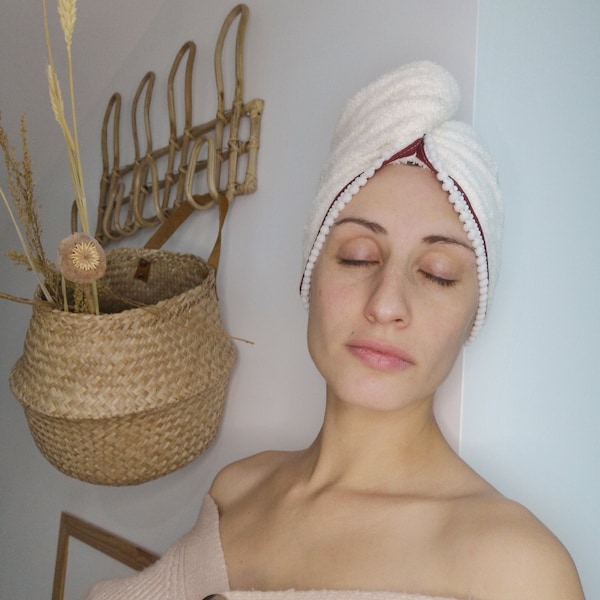 Serviette turban cheveux bambou pour femme