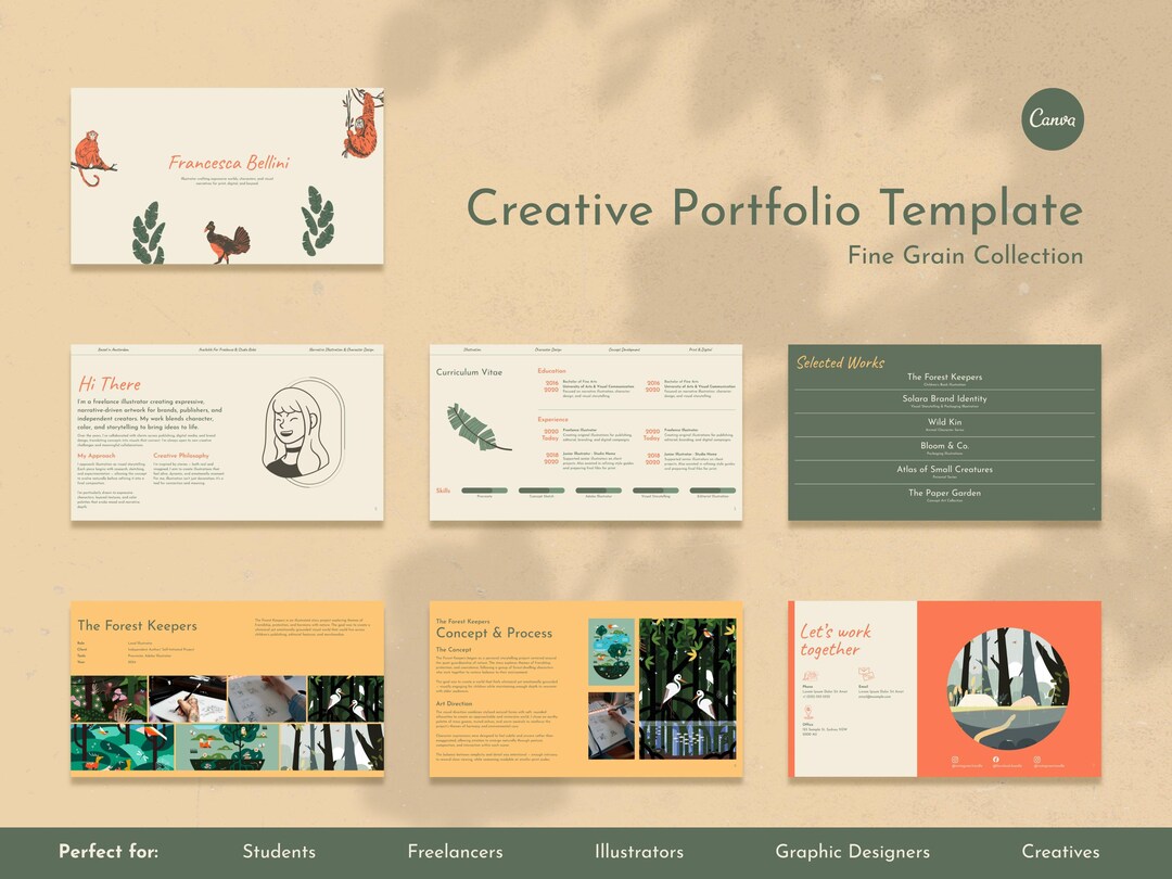 Canva Portfolio Template for Creatives – Editable Presentation (digital ...