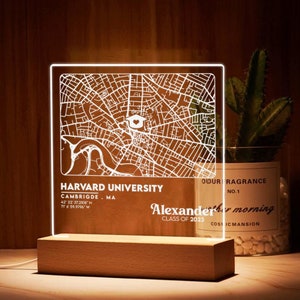 Custom College, University Map Acrylic Night Light, Personalized Graduation Gifts For Him, Unique Grad Gifts For Friends