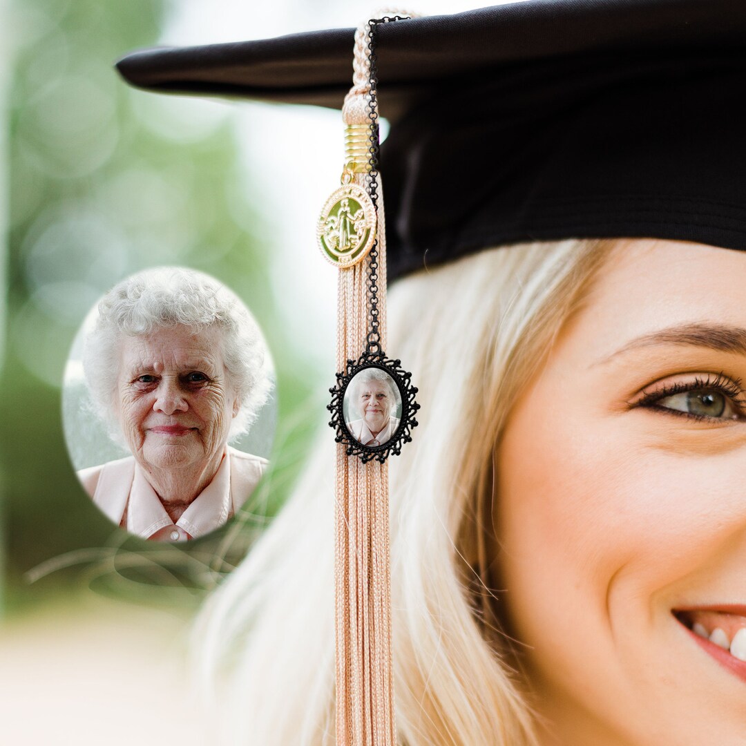 Custom Graduation Cap Tassel Charm With Memorial Photo Charm