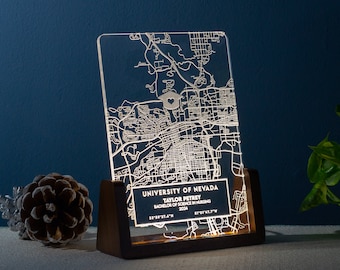 Personalized Graduation Gifts for Men, Custom College Campus Map Acrylic Night Light, Unique Grad Gifts For Him Class of 2024
