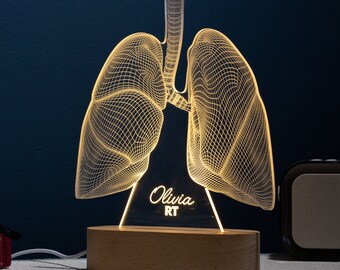 Personalized Gifts for Pulmonologist, Engraved 3D Lung Acrylic Night Light, Unqiue Graduation Gifts for Future Doctor