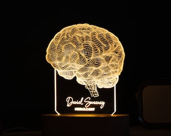 Personalized Gifts for Psychologist, Engraved 3D Brain Acrylic Night Light, Unqiue Graduation Gifts for Psychology Student