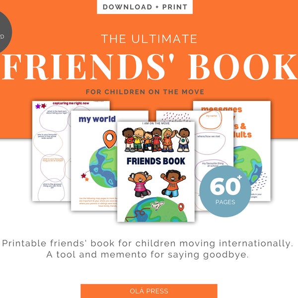 Friendship book (3-6 year olds) - Leaving party gift/guestbook for kids- Moving book - Keepsake - Digital Download - Printable