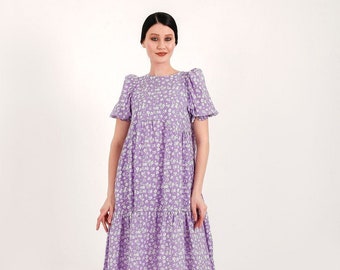 Louisa Shirred Tier Midi Dress