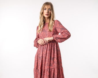 Eva Long Maxi Dress with Long Sleeves