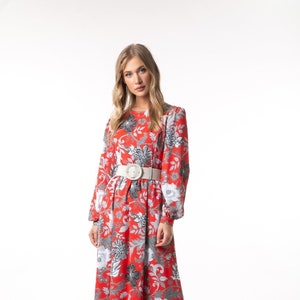 Kelly Floral Long Maxi Dress with Long Sleeves