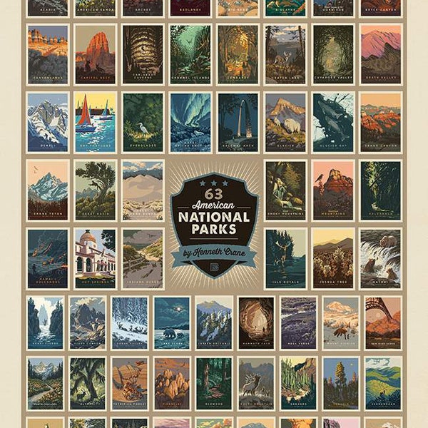 National Parks 63 American National Parks Panel PD13303-PANEL | Riley Blake |Quilt By Panel