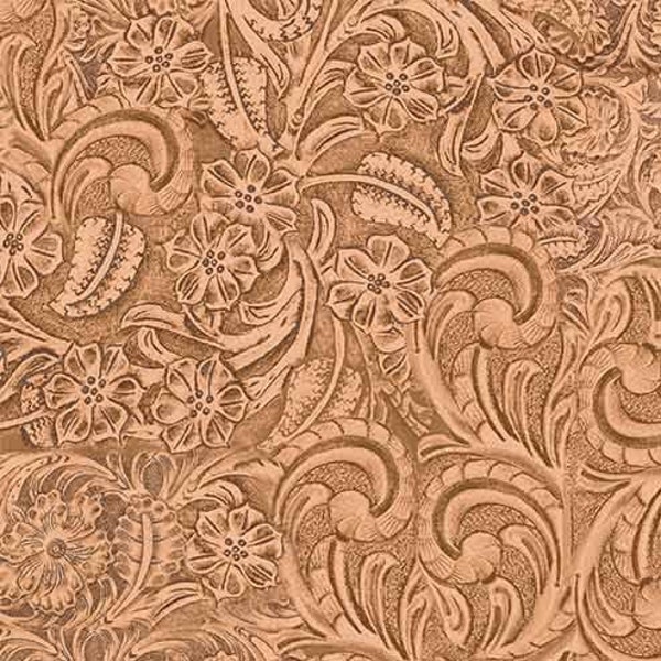 Big Sky Country Fabric by Michael Miller Tooled Leather on Mahogany  Western Fabric Quilt Yard CX11306-CRML-D