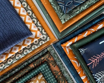 Curated Fat Quarter Bundle 16 pieces by Art Gallery Fabrics  Half Yard/Yard Bundle Gold Blue Green GBG-01