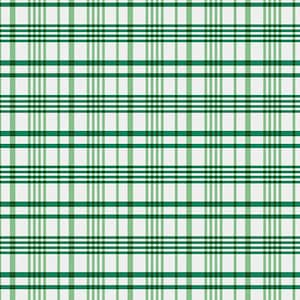 Może przedstawiać: Bezszwowy wzór z przecinającymi się zielonymi i białymi liniami. Wzór składa się z pionowych i poziomych pasków o różnej szerokości, tworząc efekt kraty lub tartanu. Paleta kolorów to głównie zieleń i biel.