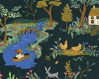 Canvas AB8056-042 English Garden - Garden Toile - Dark Canvas Fabric Rifle Paper Co Cotton+Steel