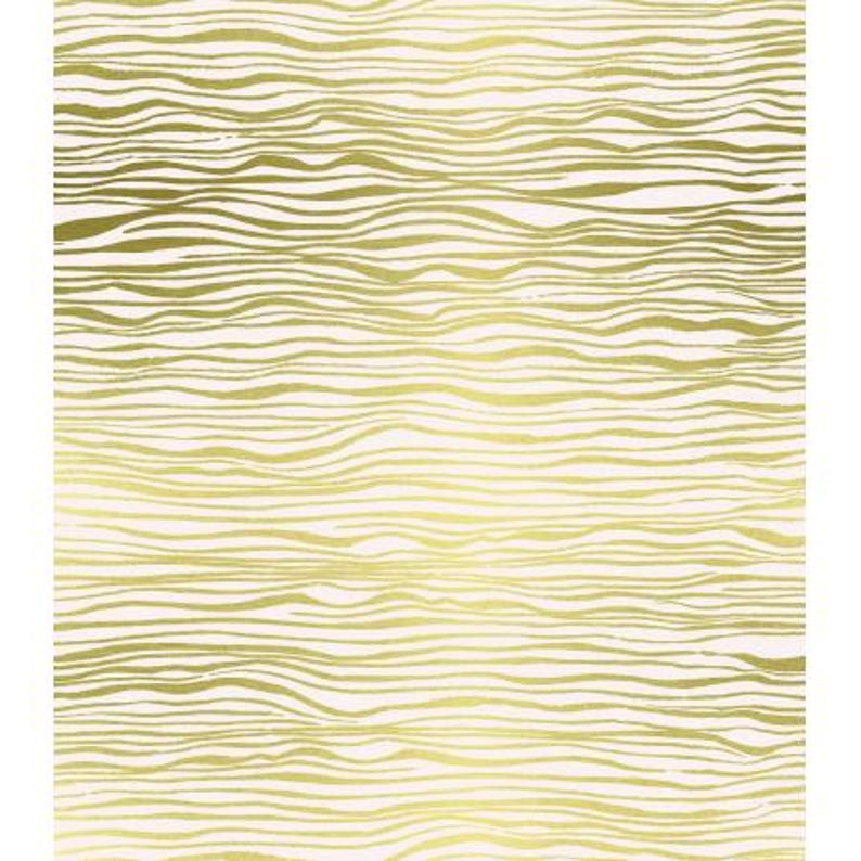 May include: White background with a pattern of gold wavy lines.