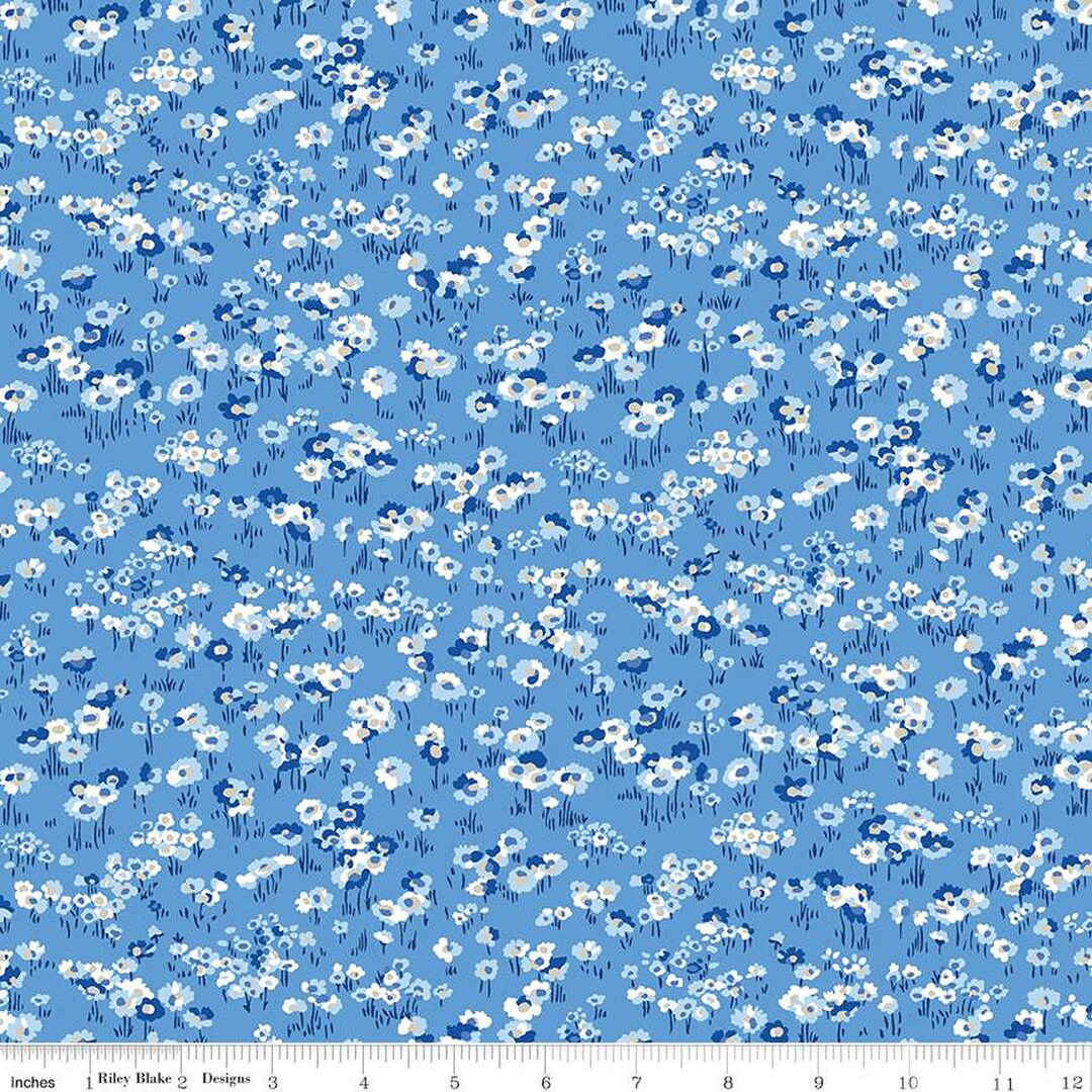 Preorder April Liberty Fabrics Garden Party Blue China Darling Daisies ...